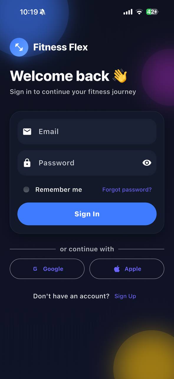 FitnessFlex dashboard screen